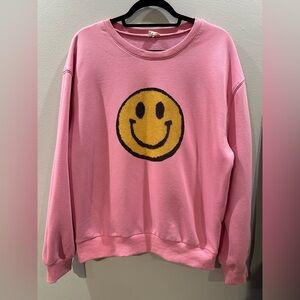 12PM Pink Smiley Face Sweatshirt (Size M) 😊 
Oversized Graphic Crewneck
